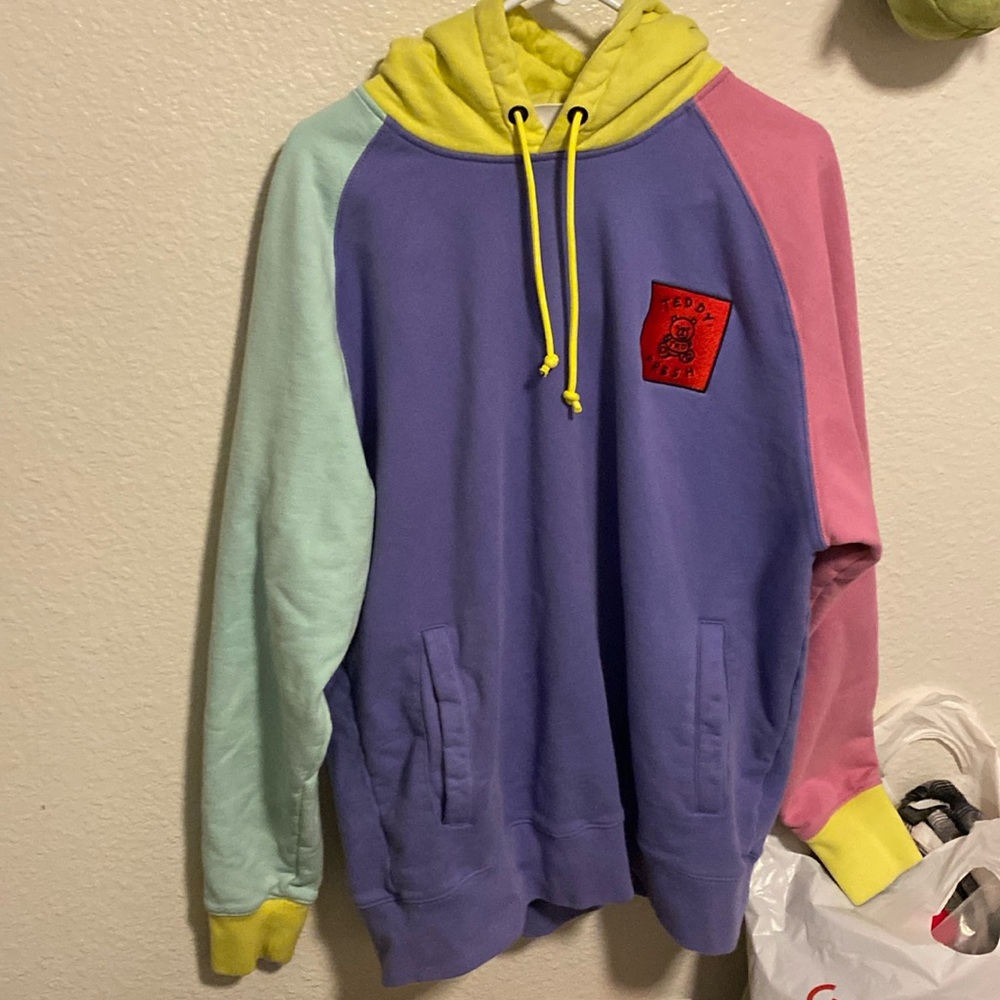 Teddy Fresh Colorful Men's Hoodie - Purple, Pink, Yellow, Mint